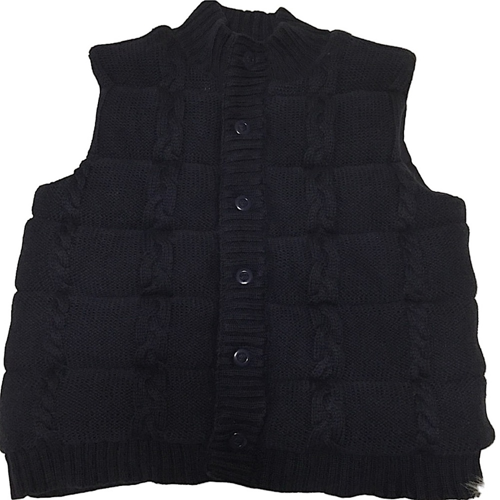 JANIE & JACK sz 3-4 Vest Winter Puffy Cable Knit Navy Blue